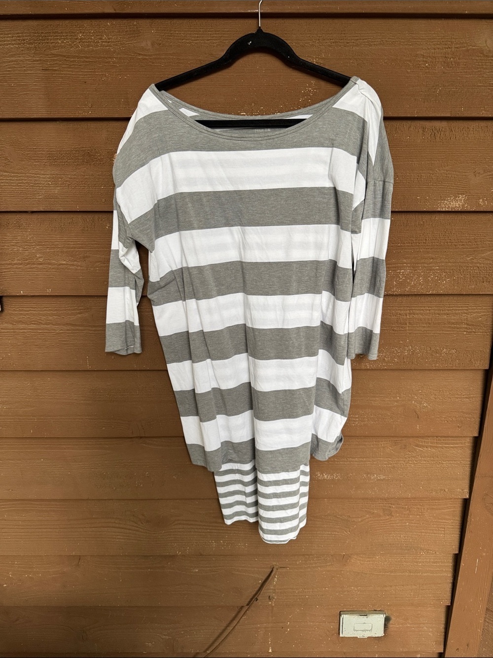 Garnet Hill Gray and White Striped T-shirt Dress size Small